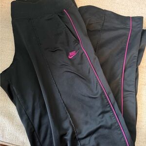 Nike Black Athletic Pants with Pink Trim